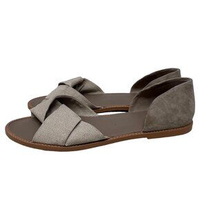 Vince Idara Twisted D'Orsay Flat Sandals Size 40 Leather Slip On Open Toe Gray